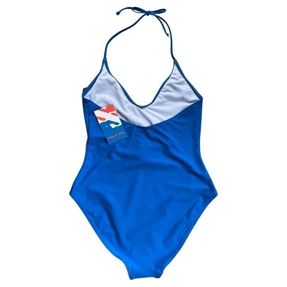 Sun and Sea | Blue Ruffle Halter One-Piece Women Small NWT - Picture 3 of 12